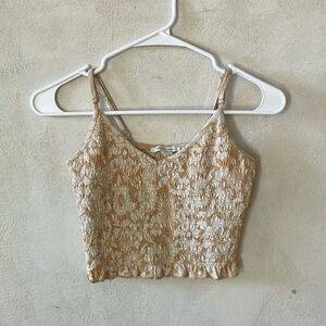 American Eagle size S yellow and white floral printed tank top.